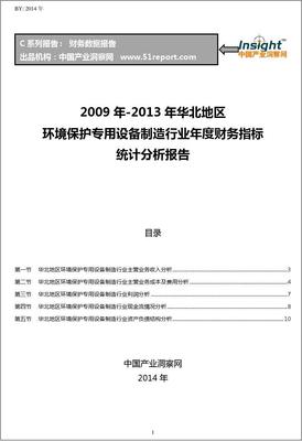 2009-2013年华北地区环境保护专用设备制造行业财务指标分析年报